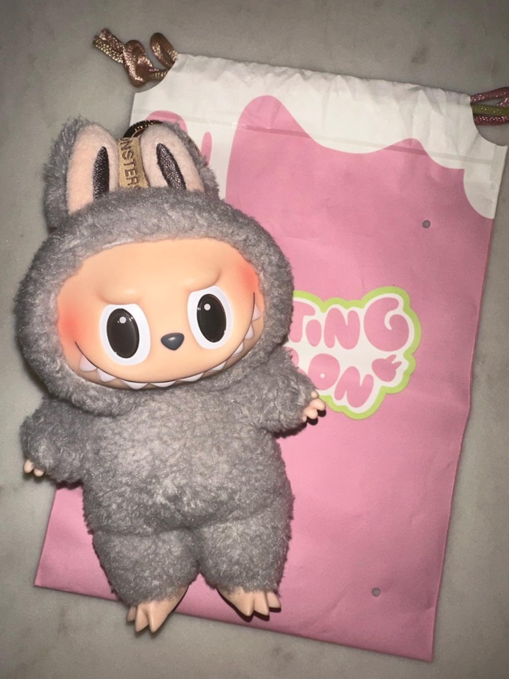 LABUBU Plush Grey Monster Keychain